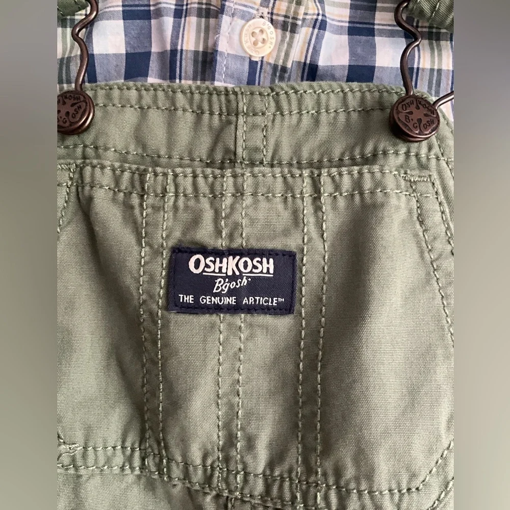 NWOT 2 piece set Oshkosh Overalls + Button Down bodysuit shirt, 18 mo, MSRP $70